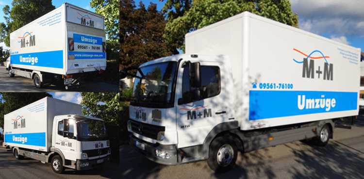 Fahrzeugbeschriftung M und M TechnoGrav beschriftet LKW von M und M